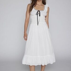 Urban Outfitters Kimchi Blue Smocked White with Black tie Dress